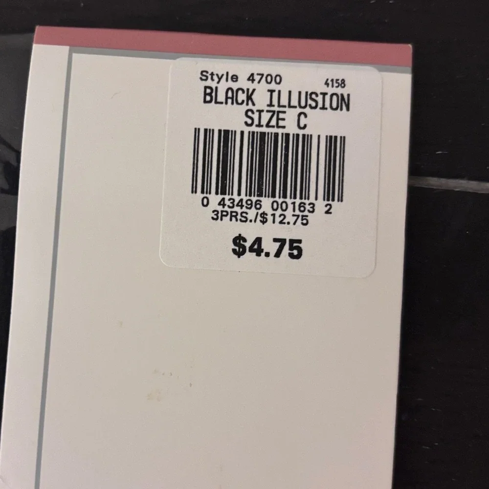 Jacobson's Vintage Black Illusion Stretch‎ Sheer Control Top Pantyhose Size C